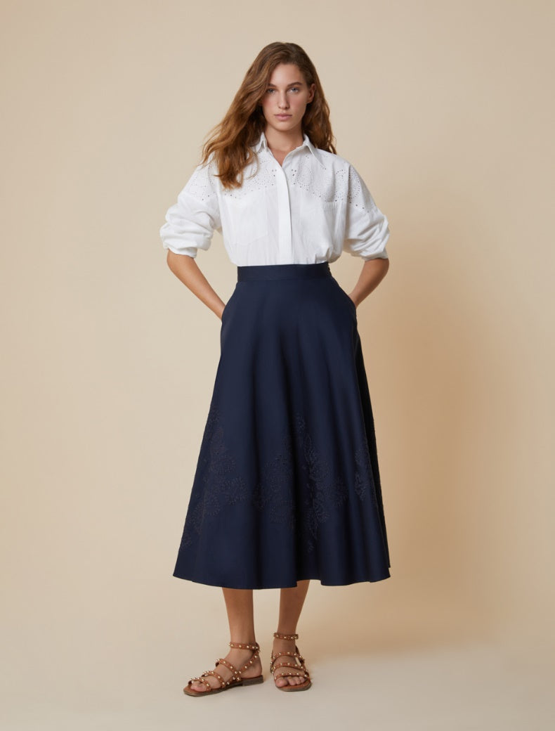 PENNYBLACK gonna donna svasata cotone ricamo NET 2511101013200 002 BLU estate 2025