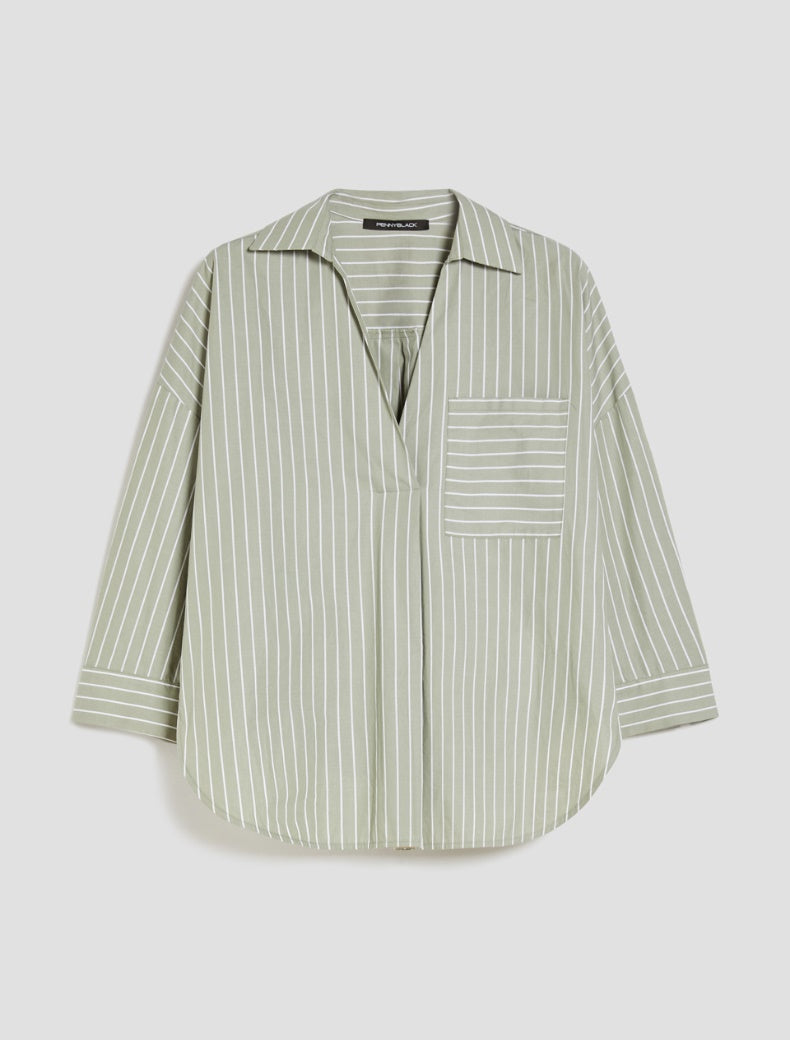 PENNYBLACK camicia donna righe cotone TICINO 2511111163200 005 VERDE estate 2025