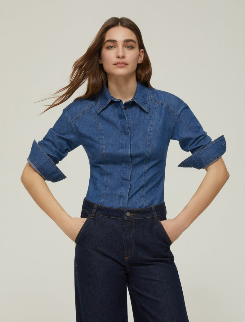 PENNYBLACK camicia donna jeans cotone slim ANTIOPE 2521116073200 001 BLU inverno 2025