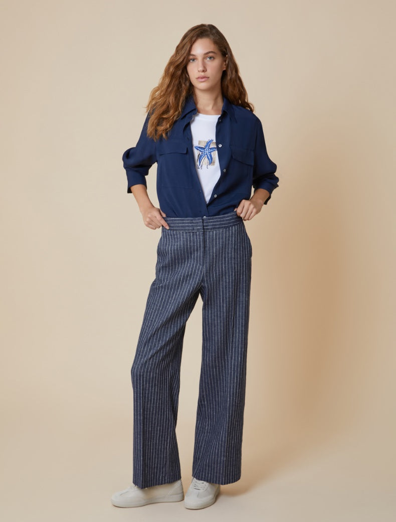 PENNYBLACK pantaloni donna palazzo cotone lino NAGE 2511131173200 005 BLU estate 2025