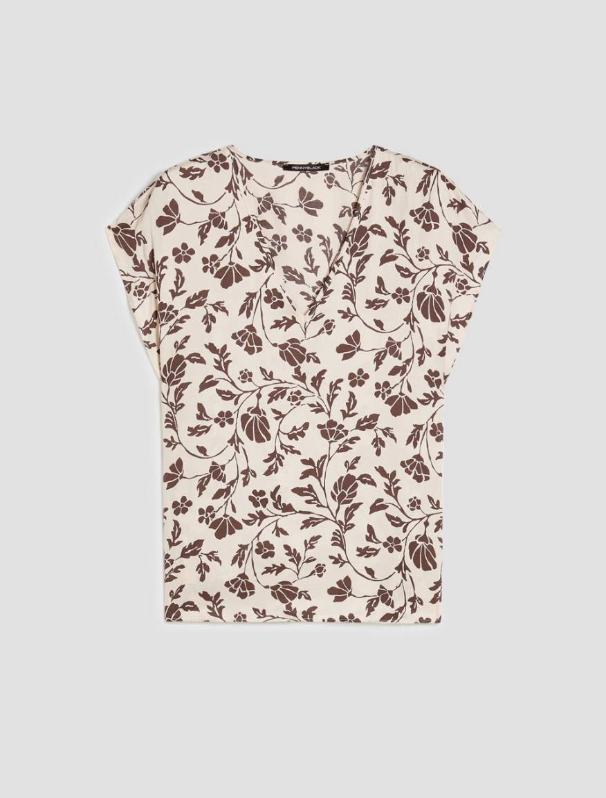 PENNYBLACK camicia donna scollo V viscosa PBBCHIFFON 2611161053200 011 PANNA MARRONE estate 2026
