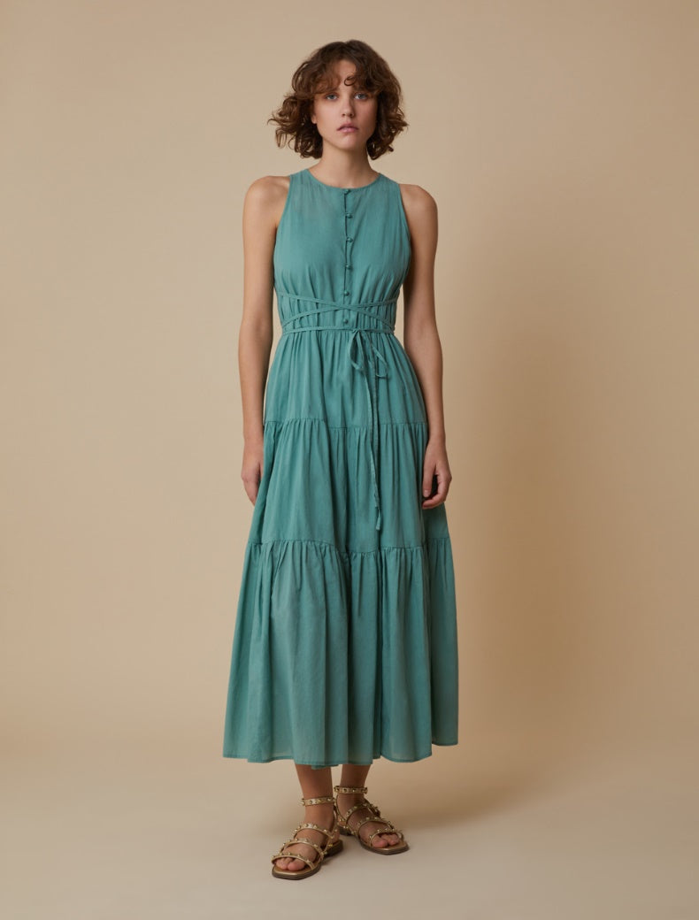 PENNYBLACK abito donna lungo balze cotone CEDRO 2511221253200 004 VERDE estate 2025
