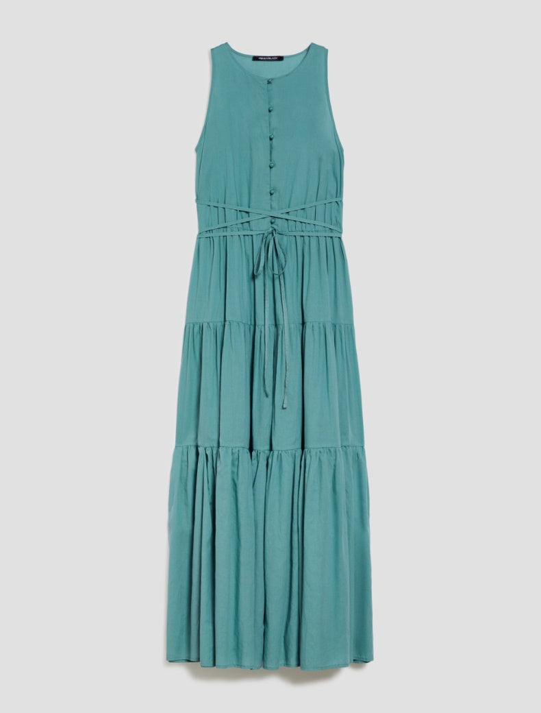 PENNYBLACK abito donna lungo balze cotone CEDRO 2511221253200 004 VERDE estate 2025