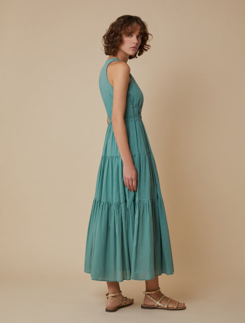 PENNYBLACK abito donna lungo balze cotone CEDRO 2511221253200 004 VERDE estate 2025