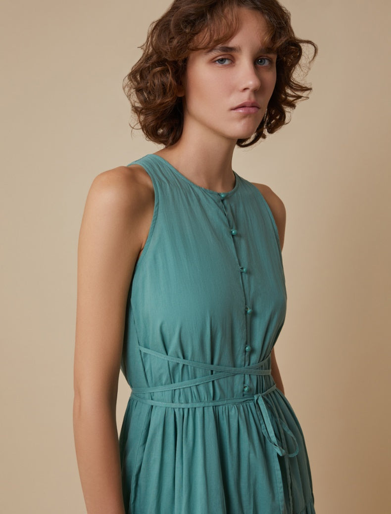 PENNYBLACK abito donna lungo balze cotone CEDRO 2511221253200 004 VERDE estate 2025