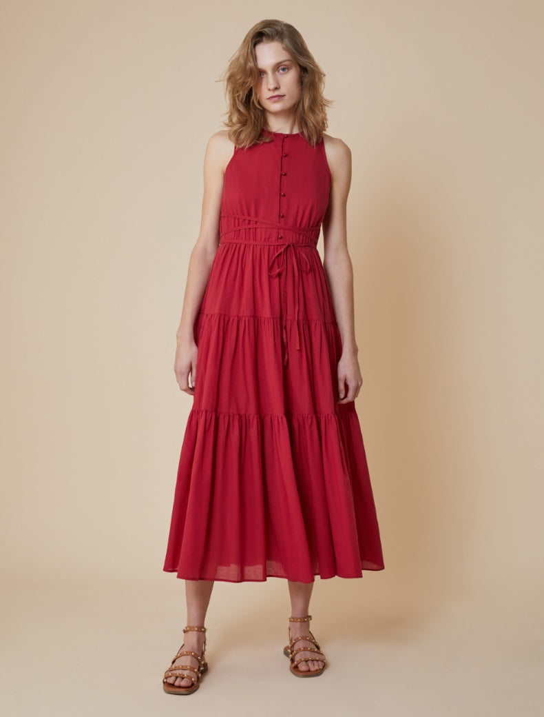 PENNYBLACK abito donna lungo balze cotone CEDRO 2511221253200 005 ROSSO estate 2025
