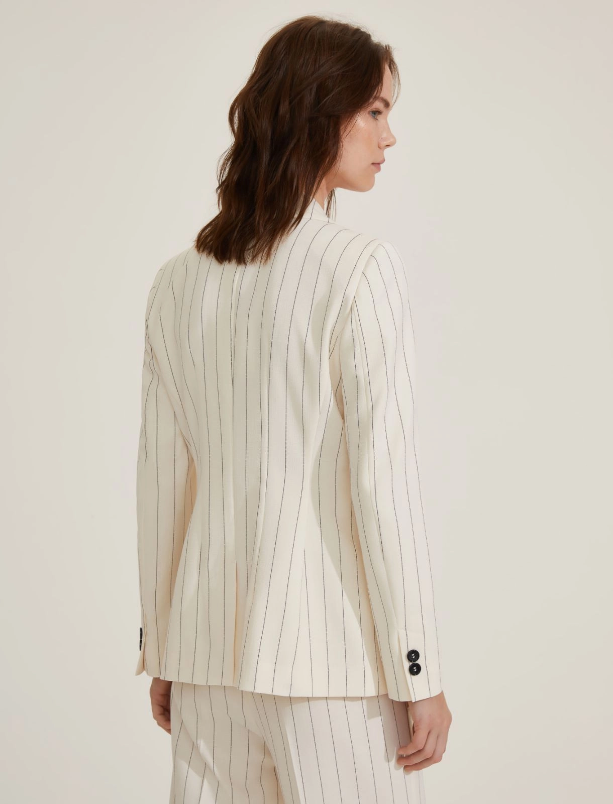 EMME MARELLA giacca donna gessata AGRA1 25150411712 001 PANNA estate 2025
