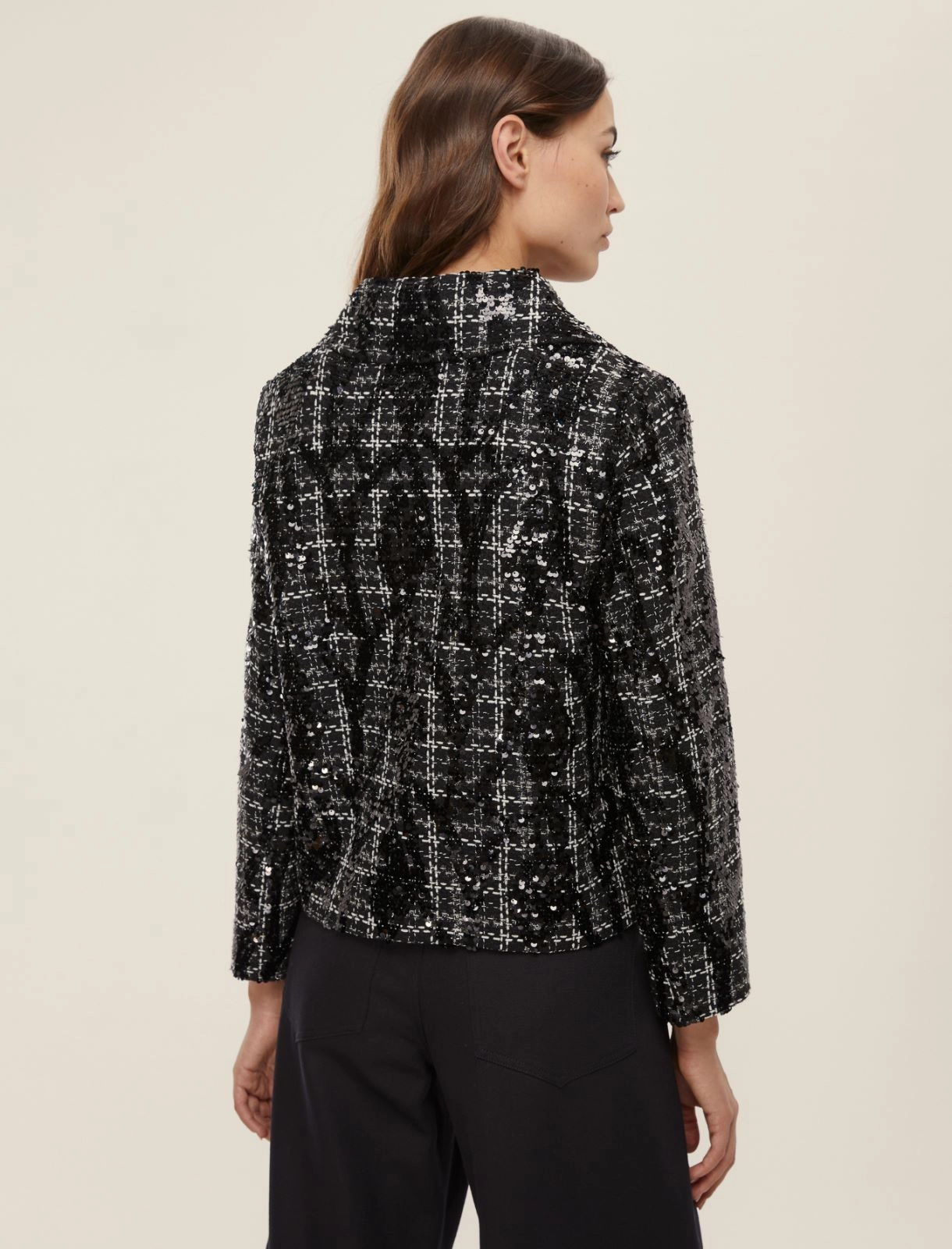 EMME MARELLA giacca donna stuoia lurex paillettes FRANK 25250460112 001 NERO inverno 2025