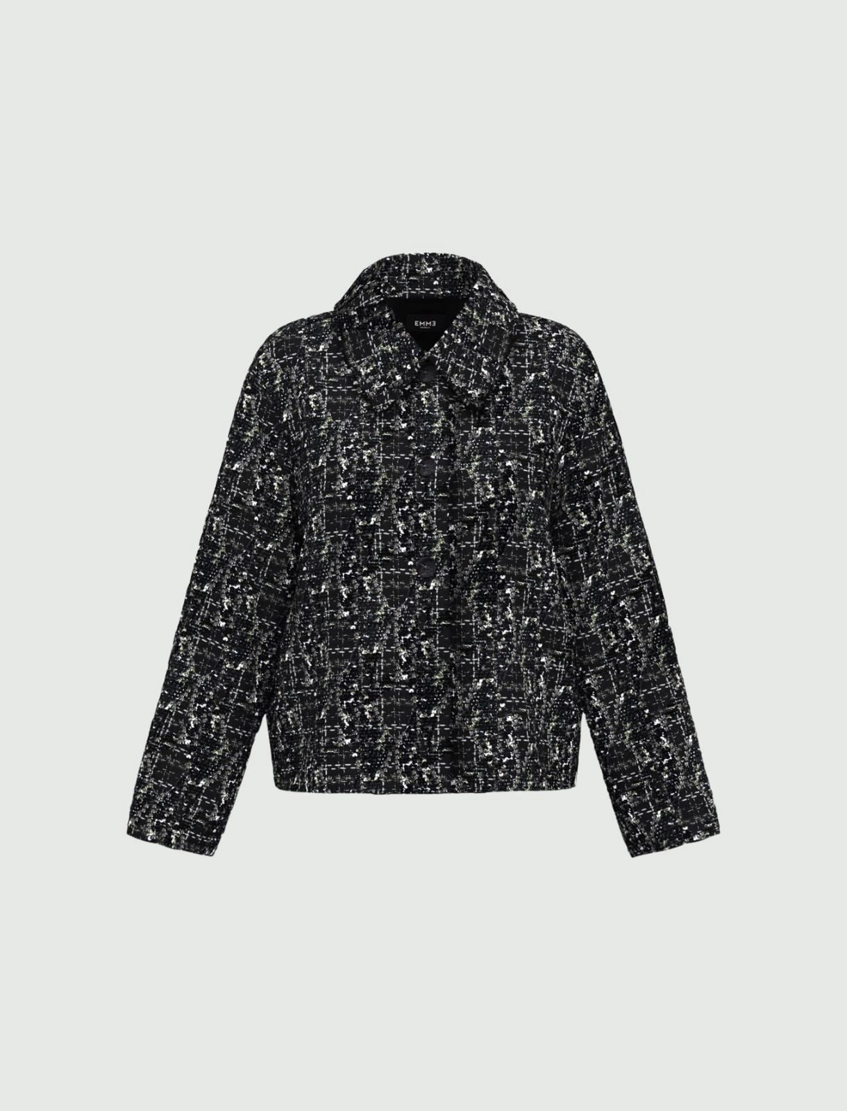 EMME MARELLA giacca donna stuoia lurex paillettes FRANK 25250460112 001 NERO inverno 2025