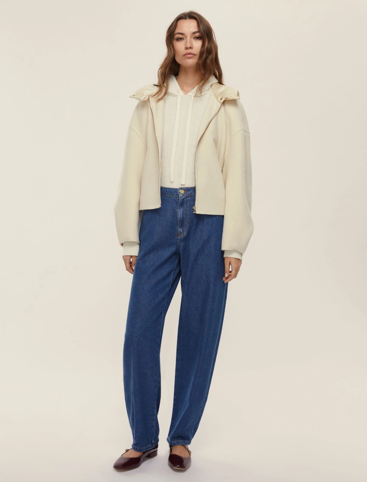 EMME MARELLA cappotto donna bomber cappuccio ERITEA 25250860212 001 PANNA inverno 2025