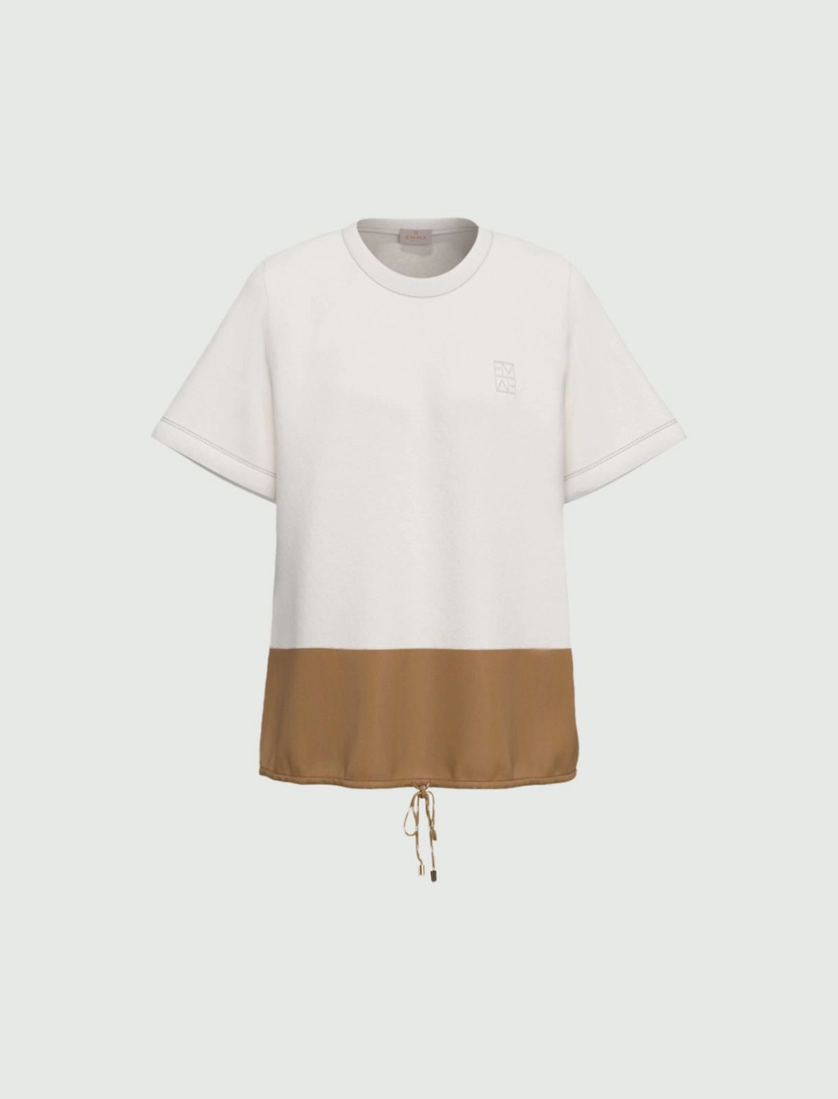EMME MARELLA t-shirt donna bimaterica EMMZORRO 26151111412 001 BIANCO CAMMELLO estate 2026