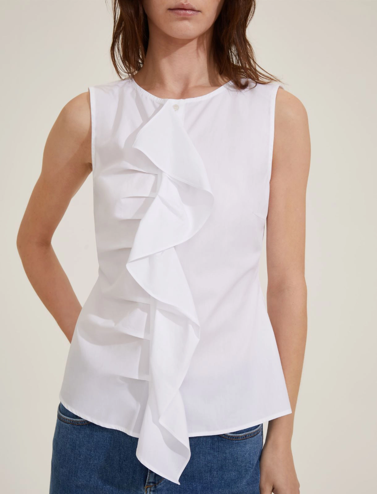 EMME MARELLA camicia donna cotone senza maniche COSTONE 25151112022 004 BIANCO estate 2025