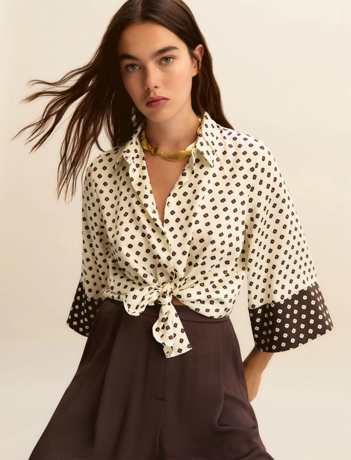 EMME MARELLA camicia donna kimono fantasia EMMSEVERO 26151112412 007 PANNA MARRONE estate 2026