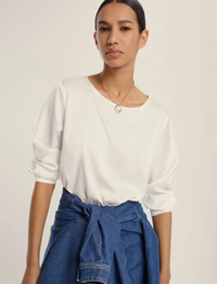Thumbnail for EMME MARELLA camicia donna blusa raso stretch MADERA 25251160412 001 BIANCO inverno 2025