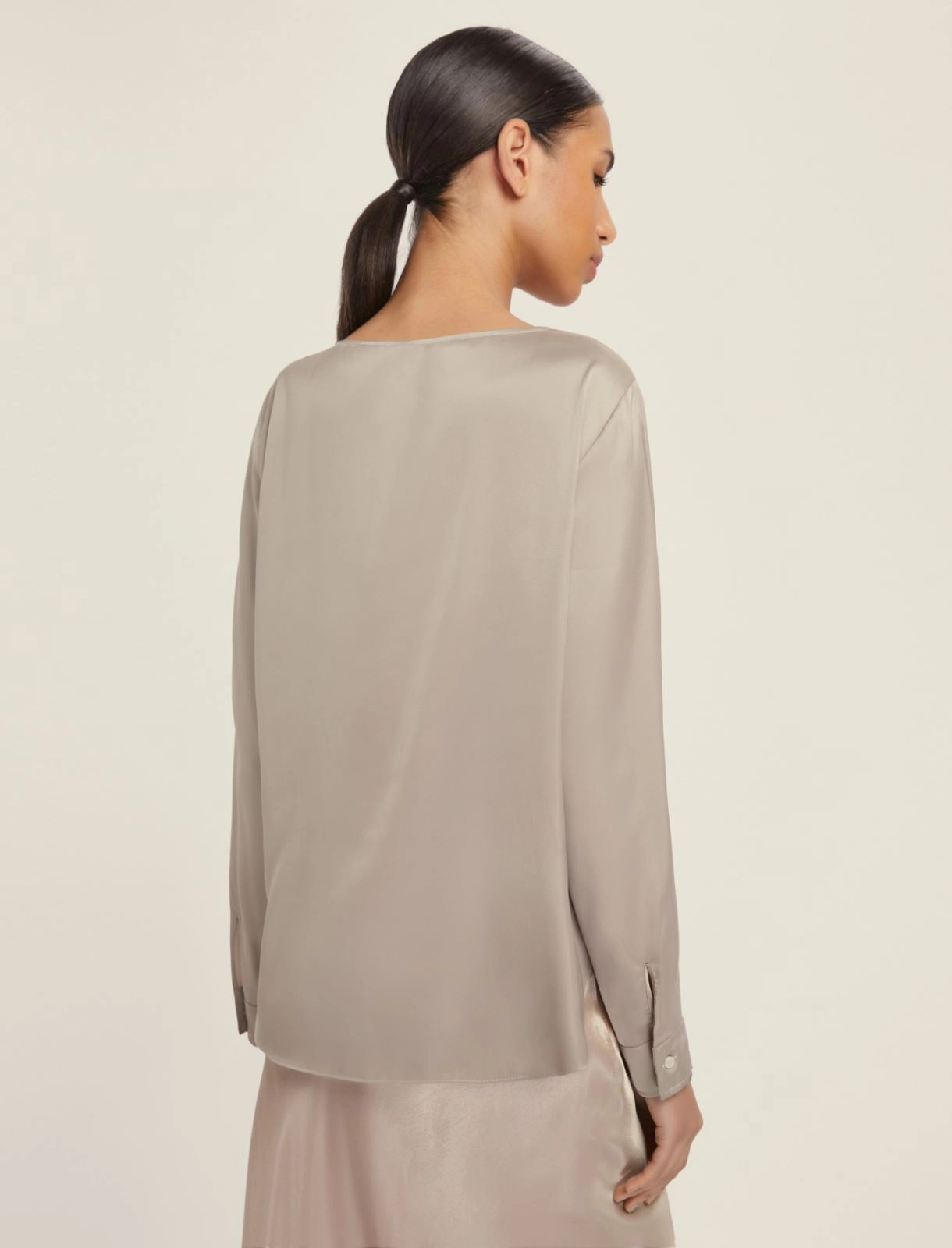 EMME MARELLA camicia donna blusa raso stretch MADERA 25251160412 002 SABBIA inverno 2025