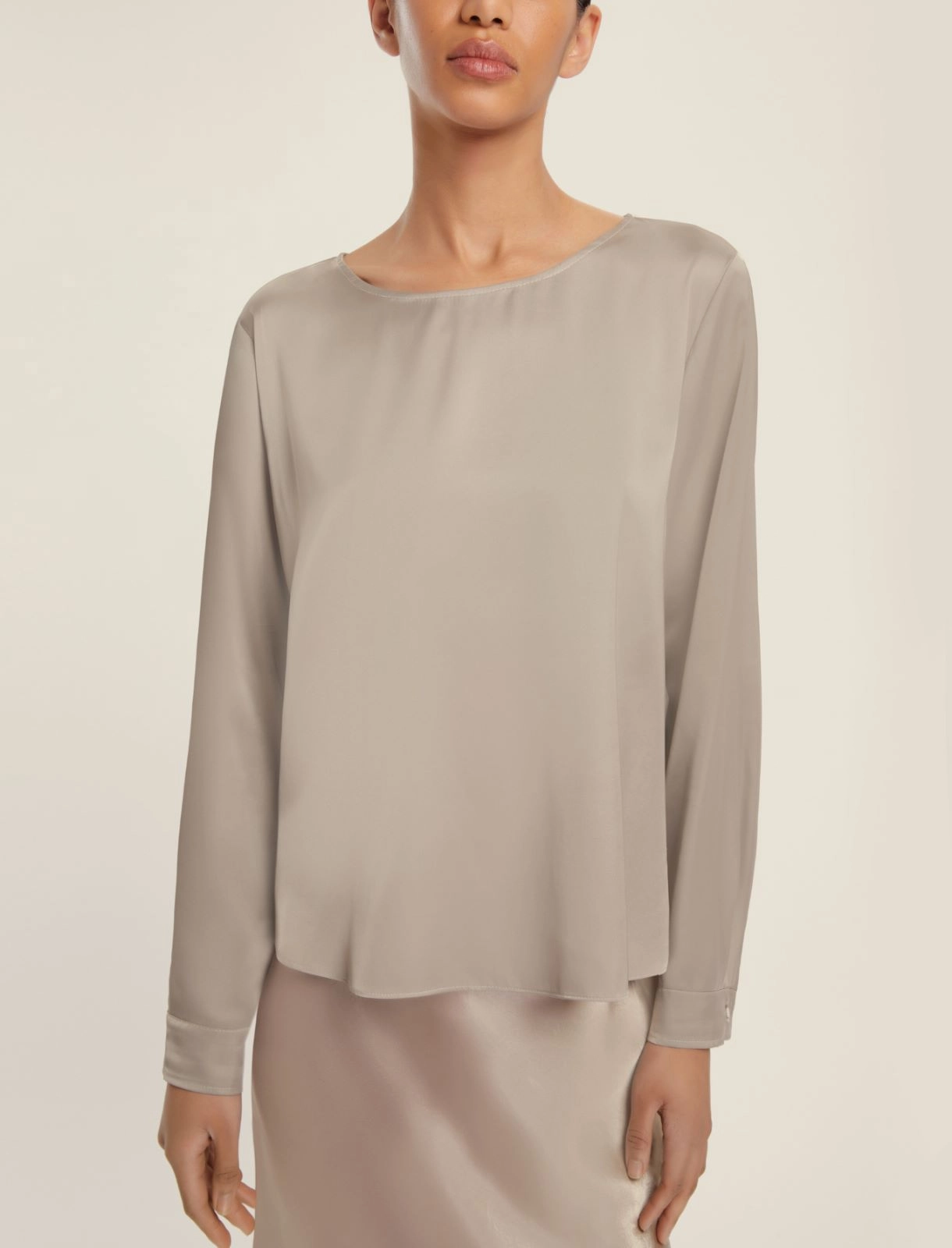 EMME MARELLA camicia donna blusa raso stretch MADERA 25251160412 002 SABBIA inverno 2025