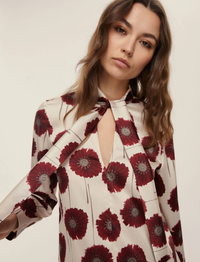 Thumbnail for EMME MARELLA camicia donna blusa  sciarpina FULVIA 25251161412 006 PANNA BORDEAUX inverno 2025