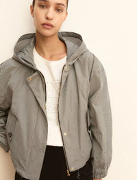 Thumbnail for EMME MARELLA giubbino donna taffetà cappuccio EMMZAMIA 26151210112 004 BEIGE BLU estate 2026