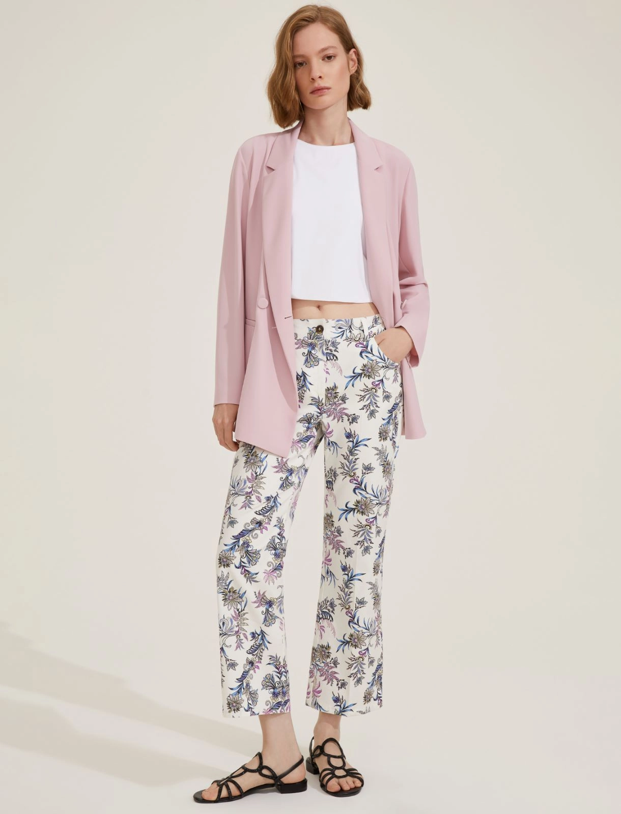 EMME MARELLA pantaloni donna cotone fantasia RAIL 25151311012 001 PANNA estate 2025