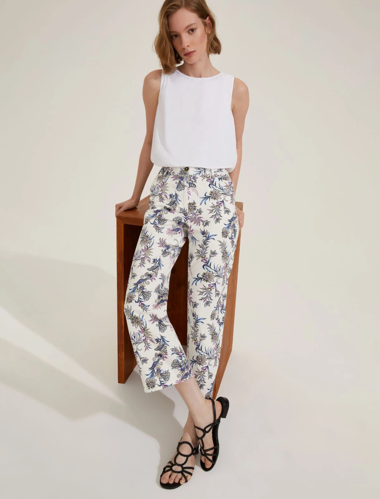EMME MARELLA pantaloni donna cotone fantasia RAIL 25151311012 001 PANNA estate 2025