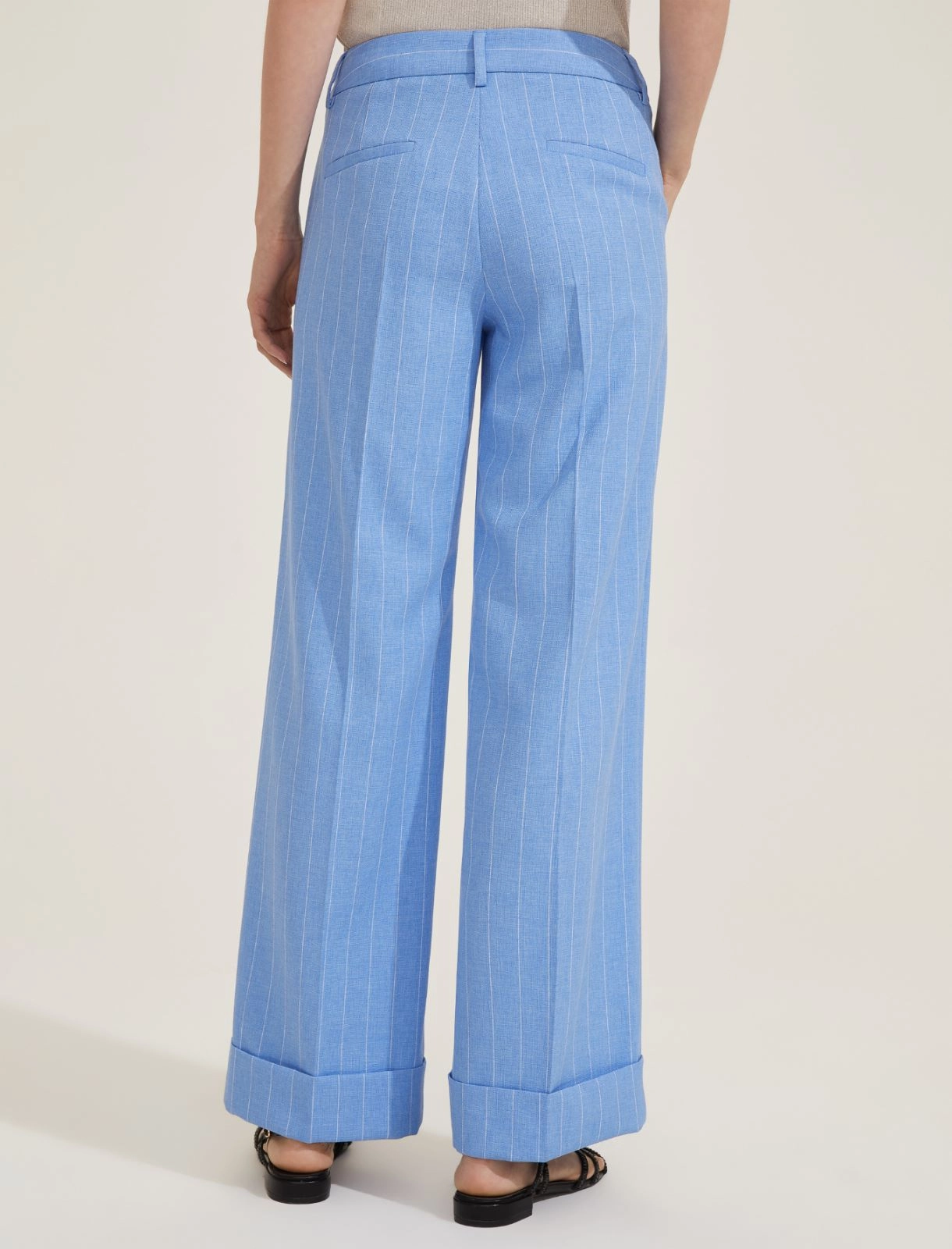 EMME MARELLA pantaloni donna dritto risvolto AGRA2 25151312312 003 CELESTE estate 2025