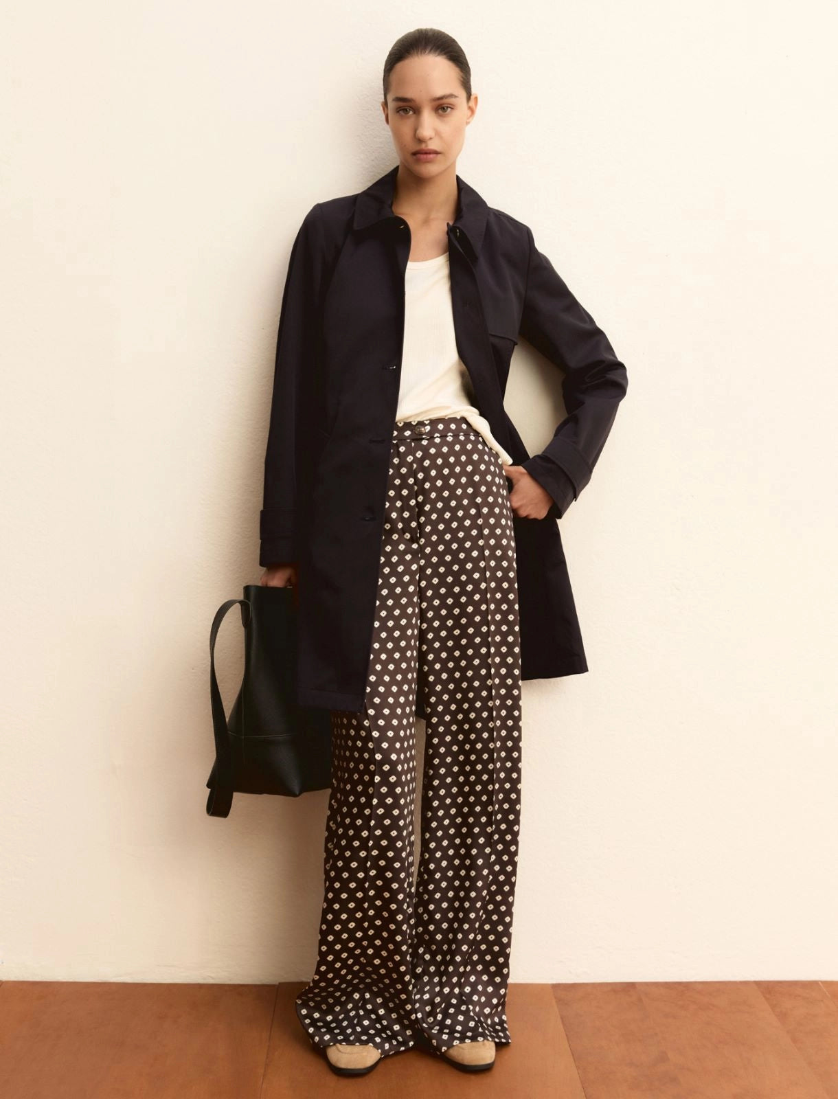EMME MARELLA pantaloni donna palazzo raso EMMBAOBAB 26151312412 008 MARRONE PANNA estate 2026