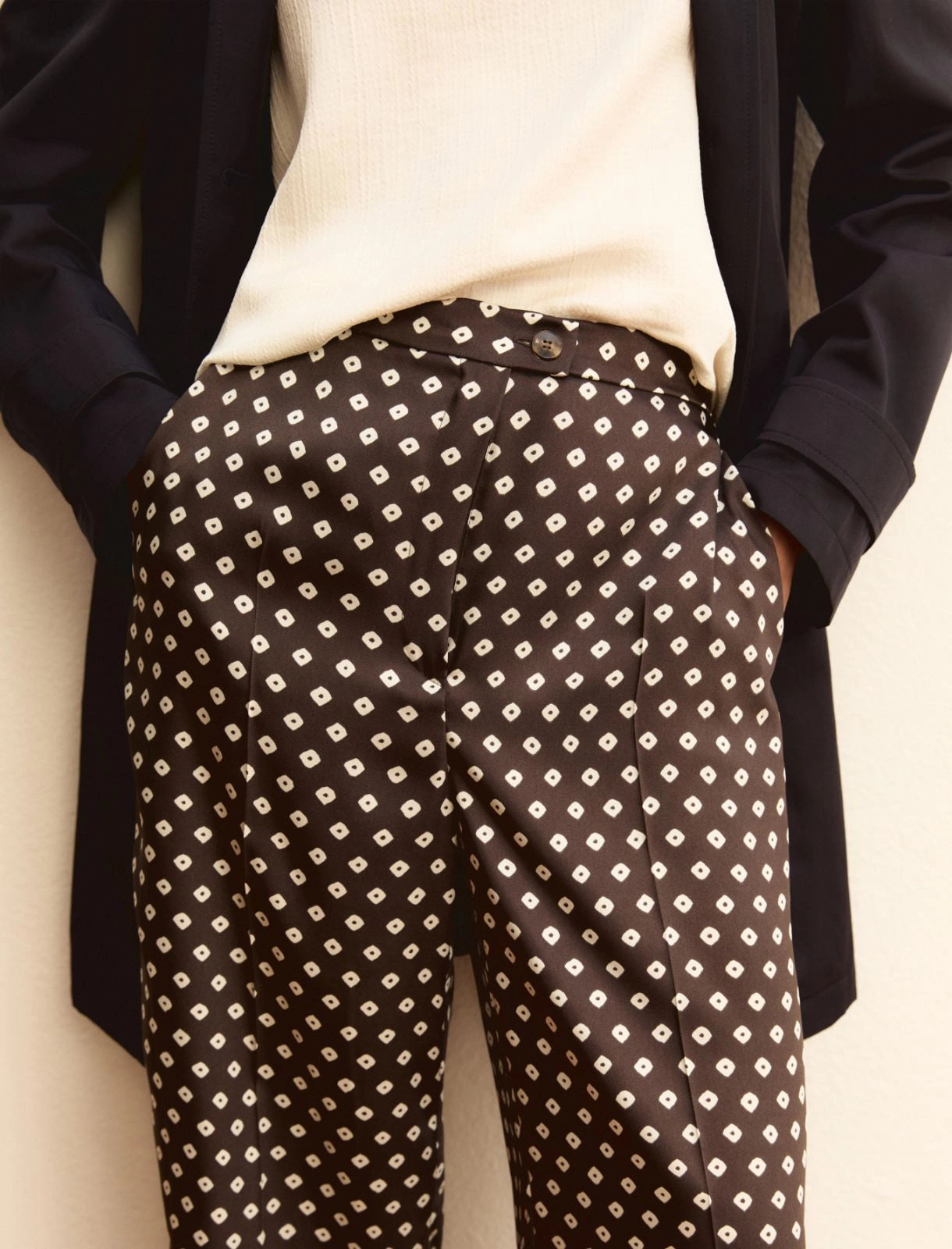 EMME MARELLA pantaloni donna palazzo raso EMMBAOBAB 26151312412 008 MARRONE PANNA estate 2026