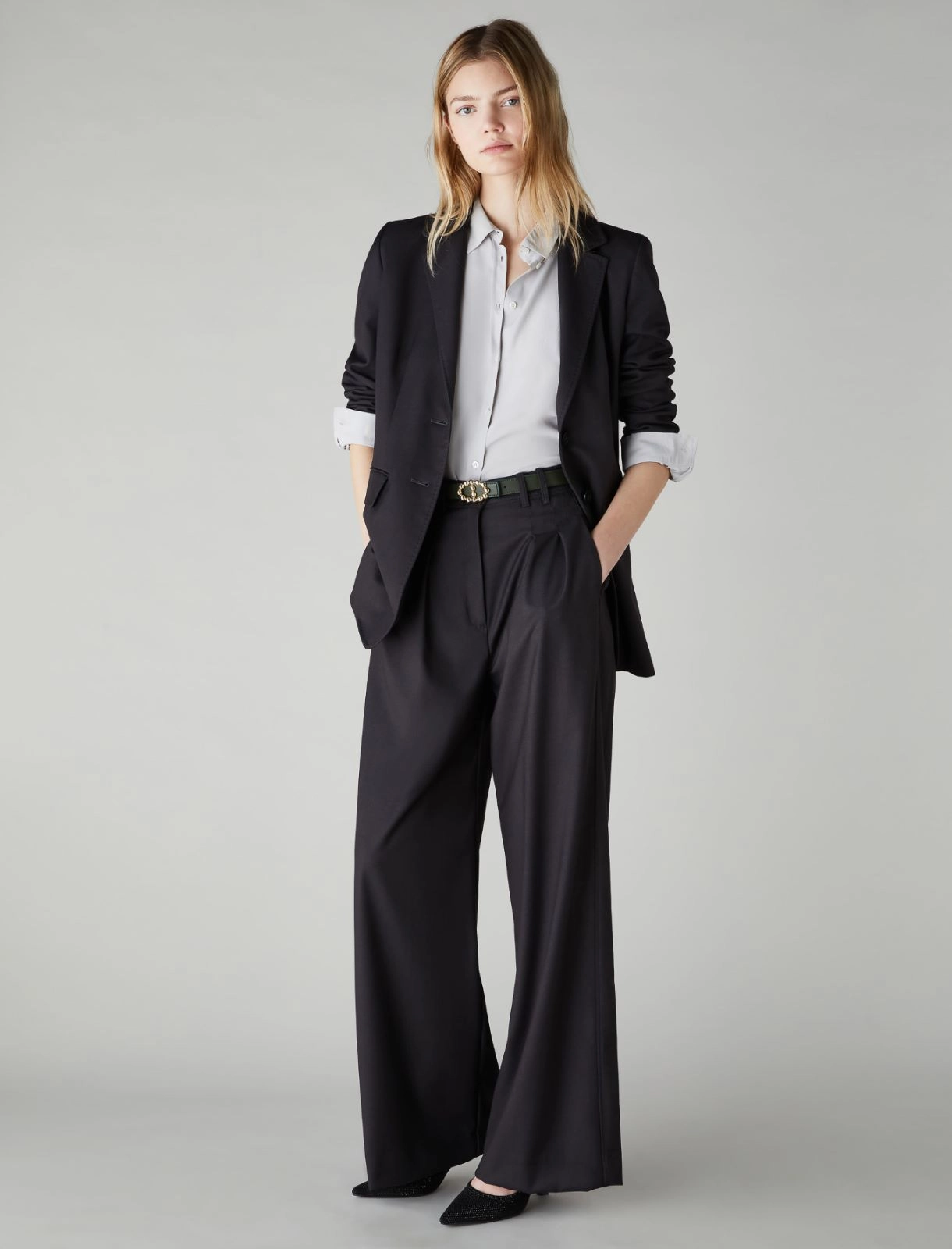 EMME di MARELLA pantaloni donna palazzo INEDITO 24251360512 005 GRIGIO inverno 2024
