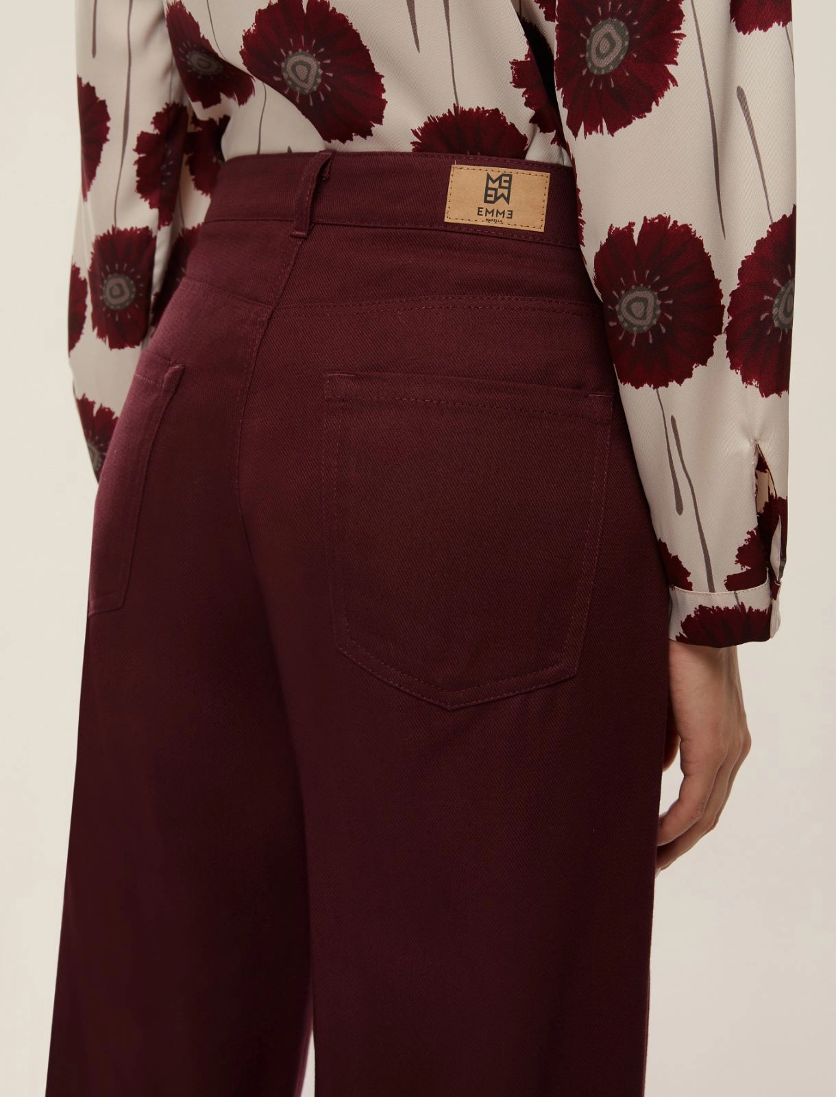 EMME MARELLA pantaloni donna wide leg TEBE 25251360712 002 BORDEAUX inverno 2025