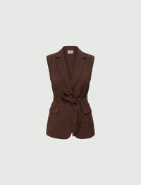 Thumbnail for EMME MARELLA gilet donna giacca smanicata modal EMICLARINO 26151510162 001 MARRONE estate 2026