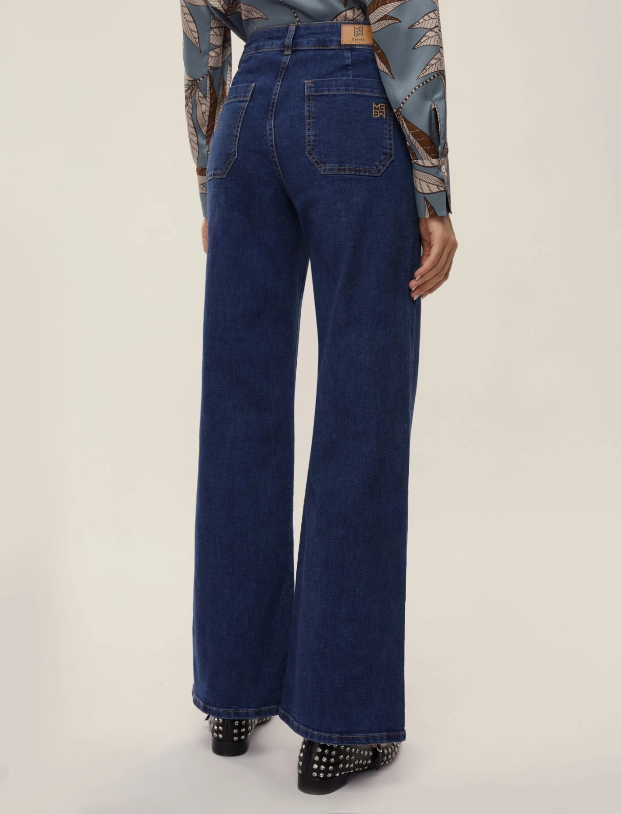 EMME MARELLA pantaloni donna jeans palazzo wide leg PALMA 25251860312 002 BLU inverno 2025