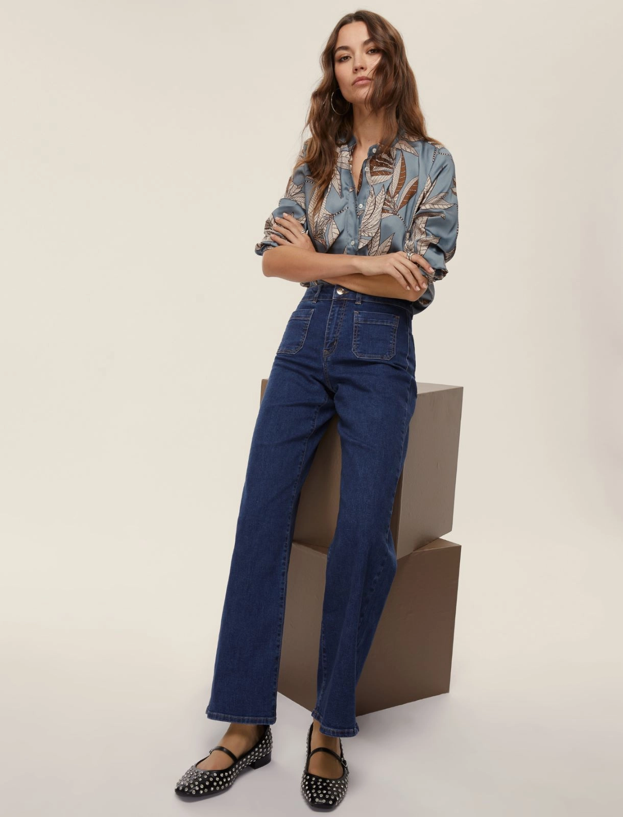 EMME MARELLA pantaloni donna jeans palazzo wide leg PALMA 25251860312 002 BLU inverno 2025