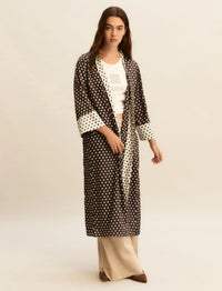 Thumbnail for EMME MARELLA kimono donna lungo fantasia EMMACANTO 26151910312 008 MARRONE PANNA donna estate 2026