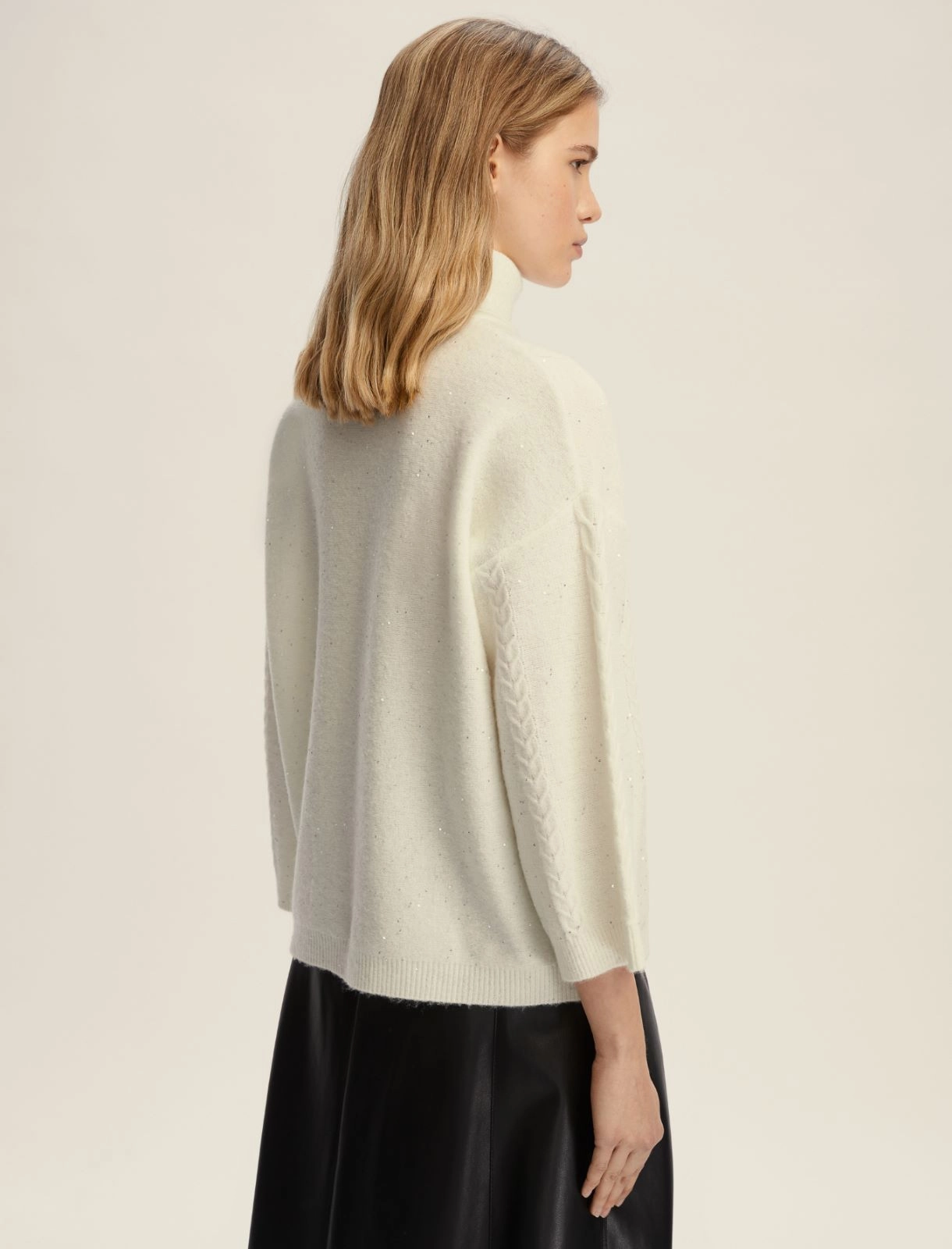 EMME MARELLA maglione donna collo alto svasata paillette LIDO 2525366032 001 BIANCO inverno 2025