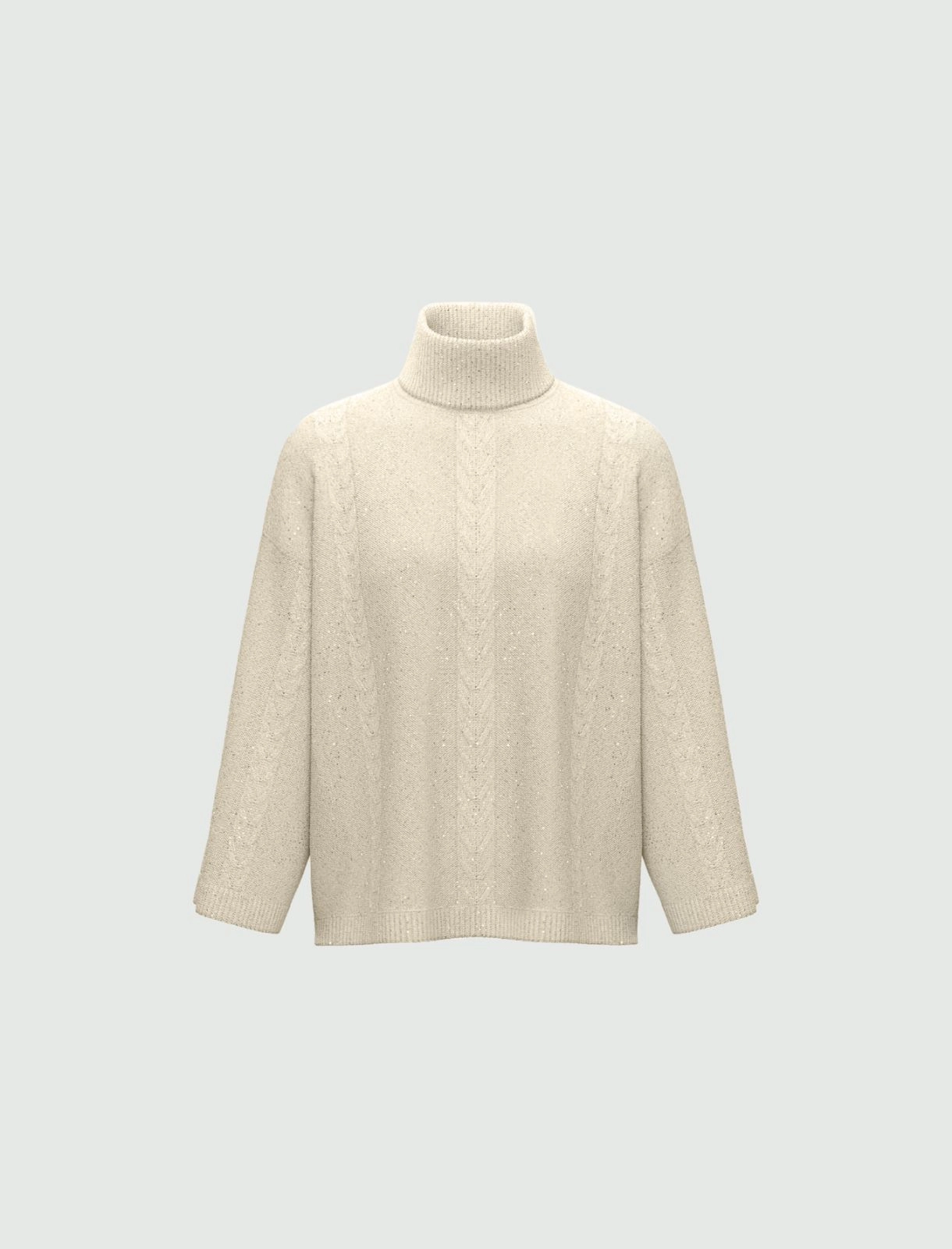EMME MARELLA maglione donna collo alto svasata paillette LIDO 2525366032 001 BIANCO inverno 2025
