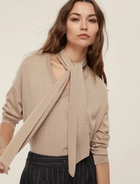 Thumbnail for EMME MARELLA maglione donna leggero boxy sciarpa EROICO 2525366241 001 BEIGE inverno 2025