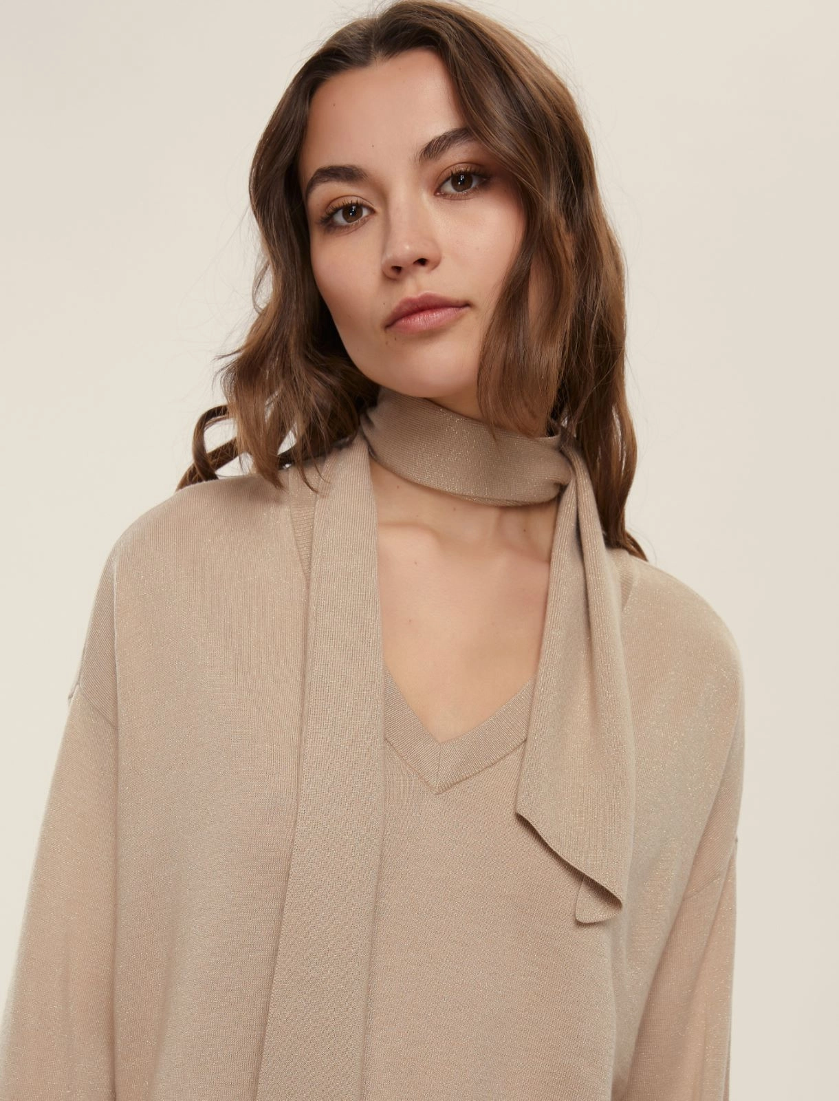 EMME MARELLA maglione donna leggero boxy sciarpa EROICO 2525366241 001 BEIGE inverno 2025