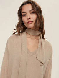 Thumbnail for EMME MARELLA maglione donna leggero boxy sciarpa EROICO 2525366241 001 BEIGE inverno 2025
