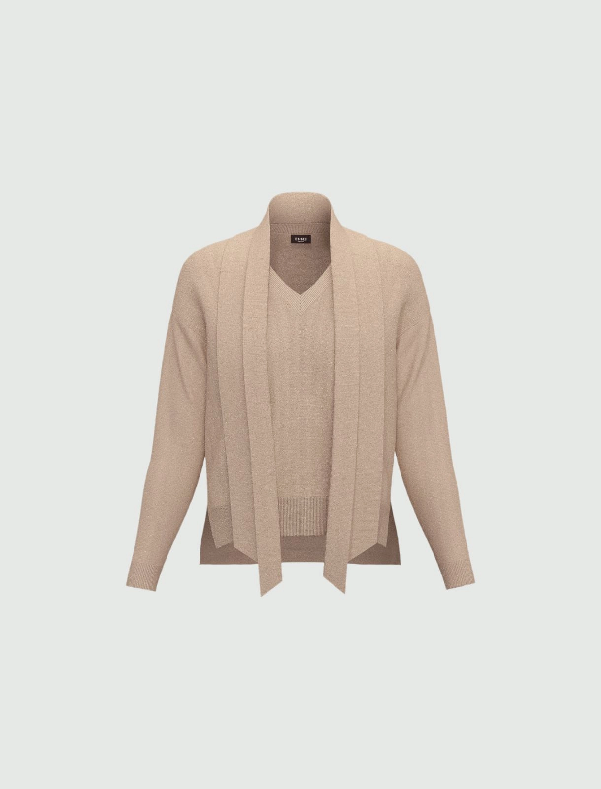 EMME MARELLA maglione donna leggero boxy sciarpa EROICO 2525366241 001 BEIGE inverno 2025