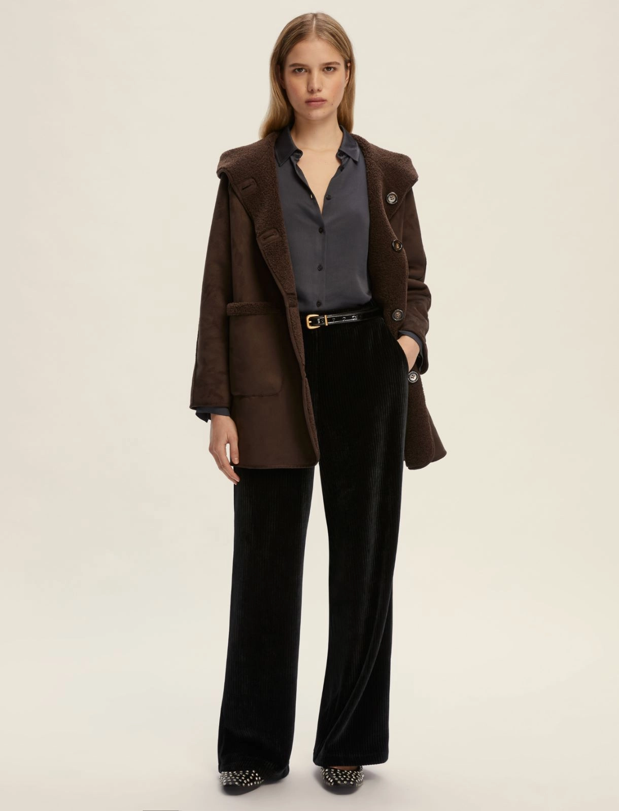 EMME MARELLA cappotto donna caban cappuccio reversibile GAVETTA 25254560722 003 MARRONE inverno 2025