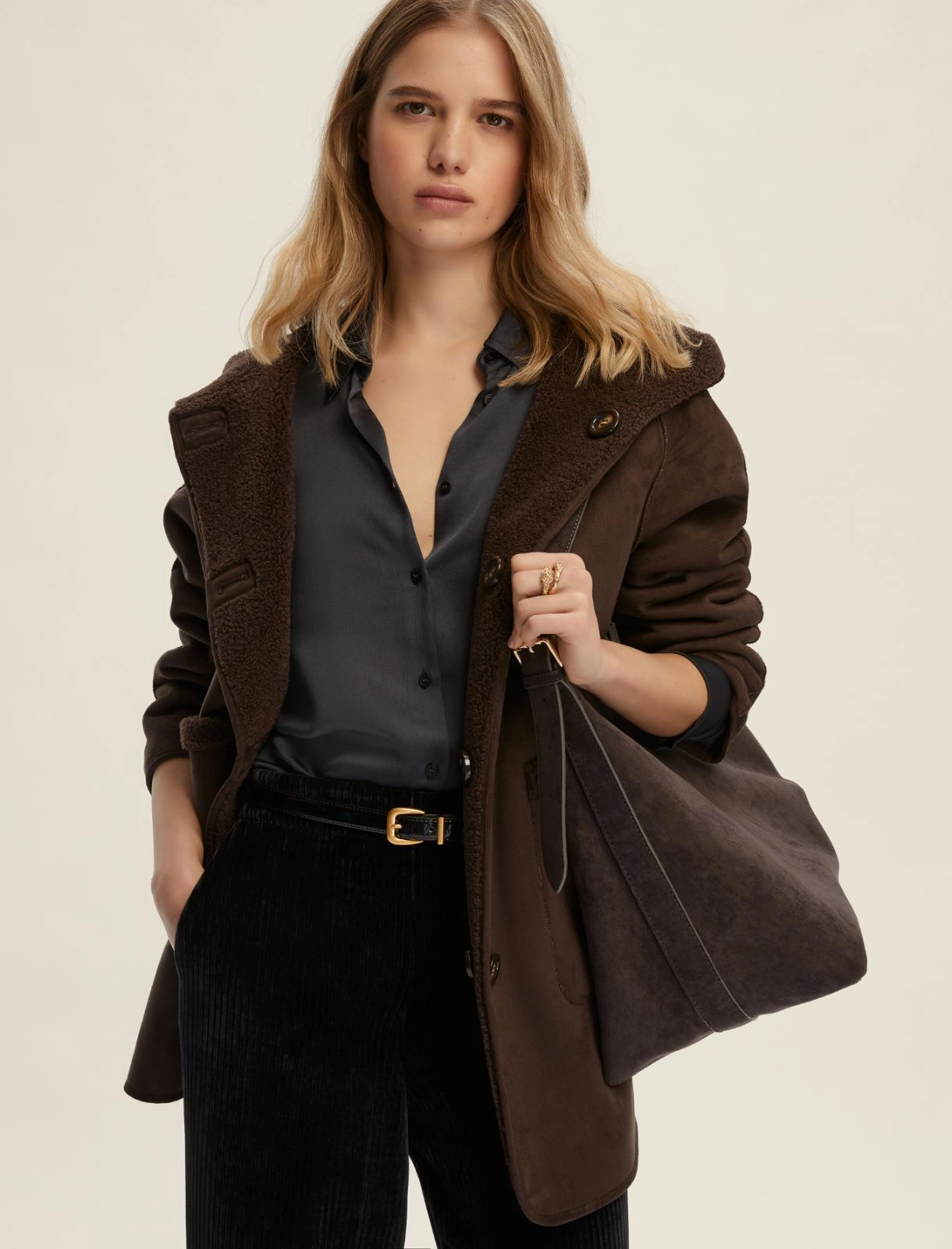 EMME MARELLA cappotto donna caban cappuccio reversibile GAVETTA 25254560722 003 MARRONE inverno 2025