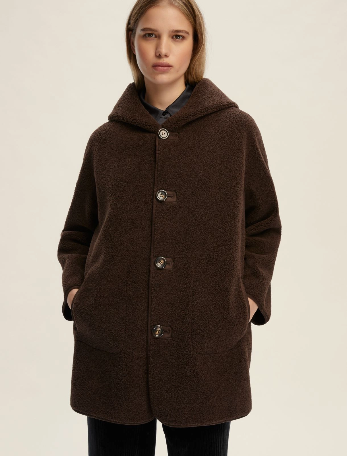 EMME MARELLA cappotto donna caban cappuccio reversibile GAVETTA 25254560722 003 MARRONE inverno 2025