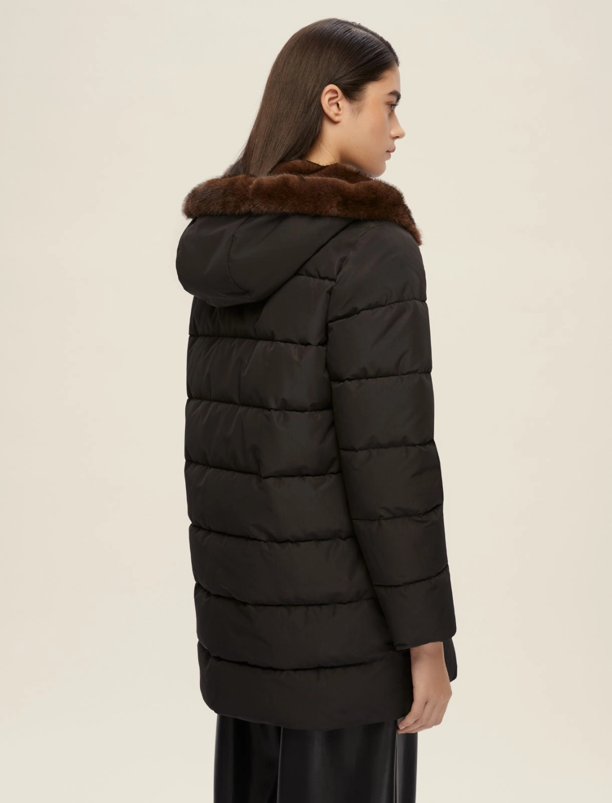 EMME MARELLA giubbotto donna piumino ecopelliccia GEBEL 25254861922 005 NERO inverno 2025