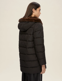Thumbnail for EMME MARELLA giubbotto donna piumino ecopelliccia GEBEL 25254861922 005 NERO inverno 2025