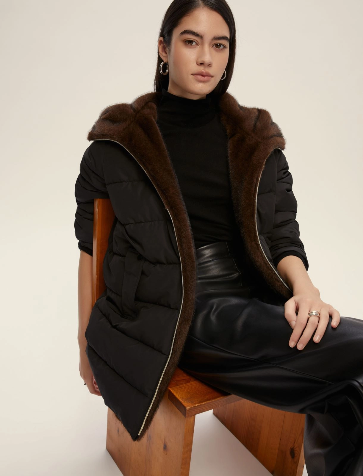 EMME MARELLA giubbotto donna piumino ecopelliccia GEBEL 25254861922 005 NERO inverno 2025
