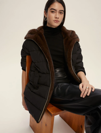 Thumbnail for EMME MARELLA giubbotto donna piumino ecopelliccia GEBEL 25254861922 005 NERO inverno 2025