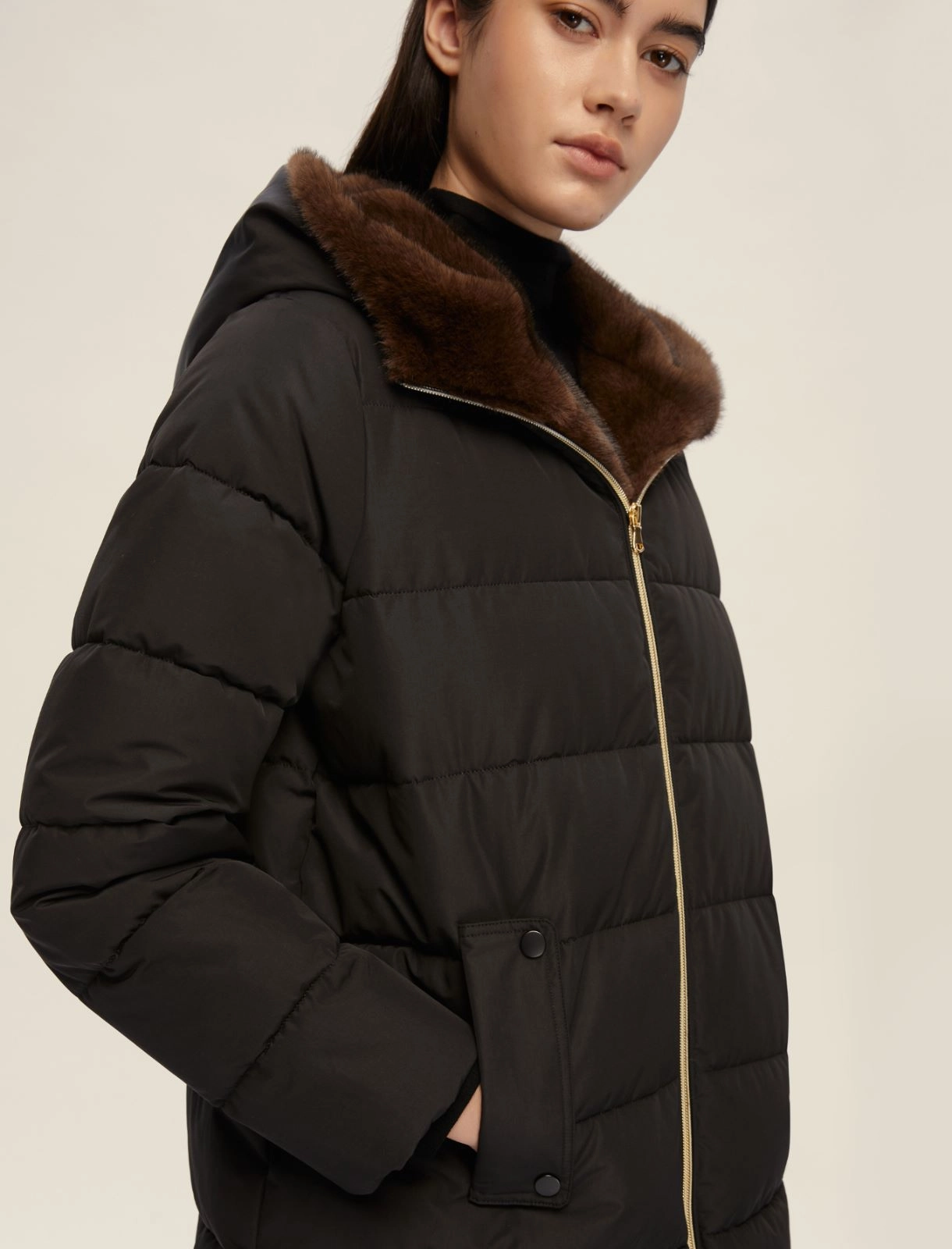 EMME MARELLA giubbotto donna piumino ecopelliccia GEBEL 25254861922 005 NERO inverno 2025