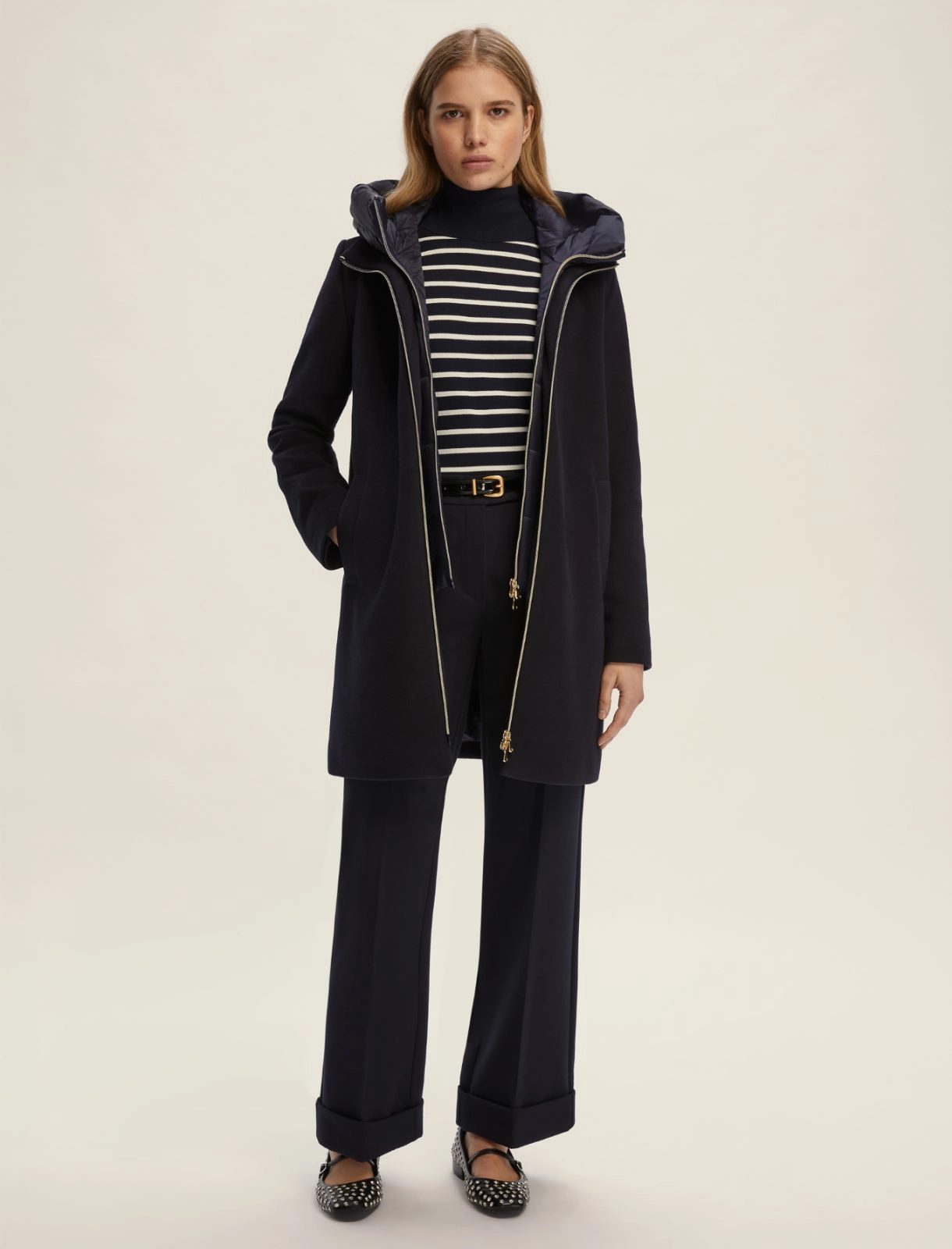 EMME MARELLA cappotto donna cappuccio panno BACIO 25254960422 013 BLU inverno 2025