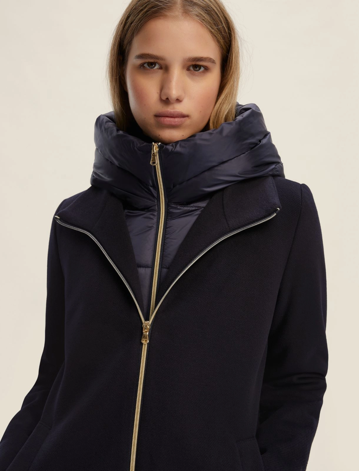 EMME MARELLA cappotto donna cappuccio panno BACIO 25254960422 013 BLU inverno 2025