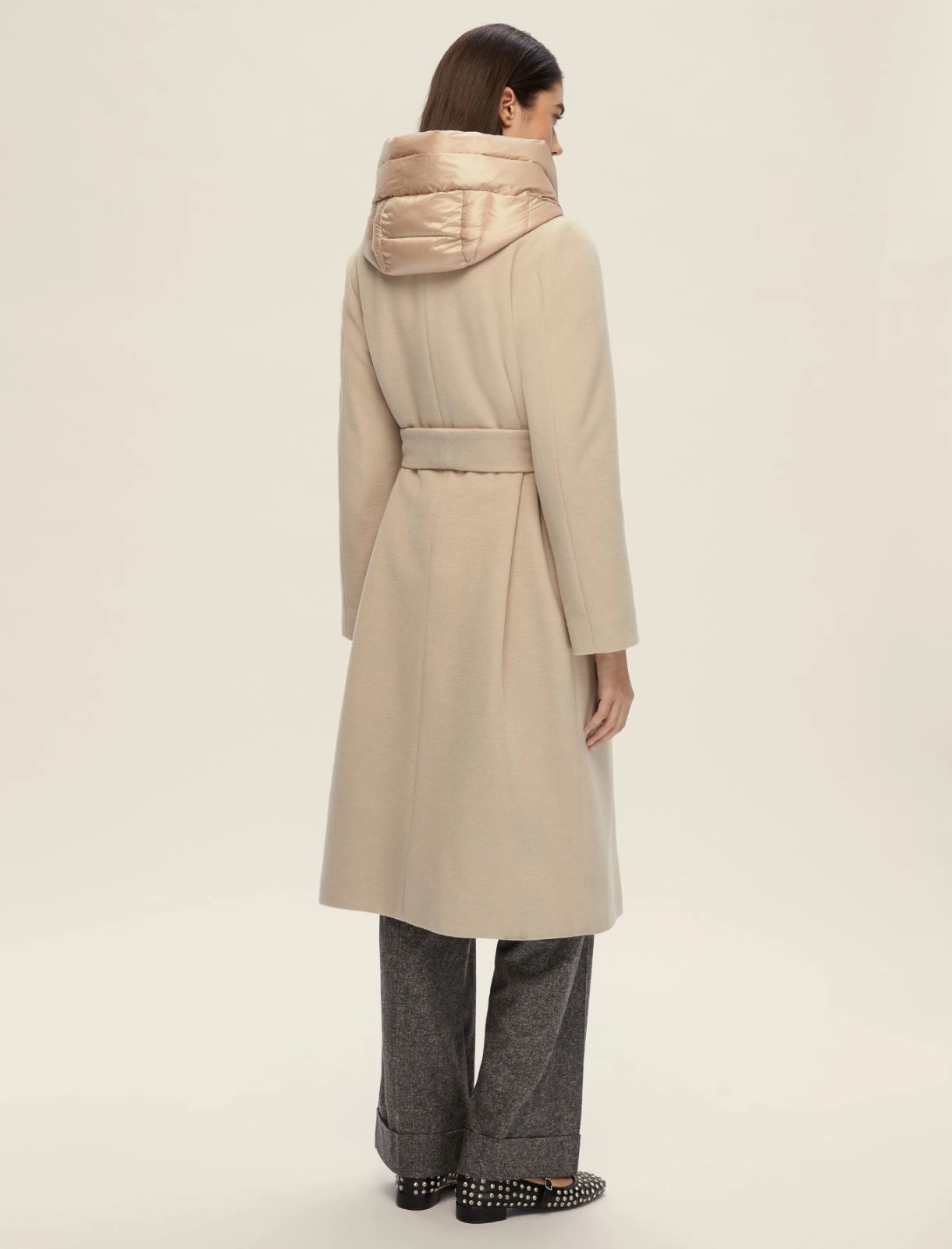 EMME MARELLA cappotto donna cappuccio panno imbottito DESIDERIO 25254960522 002 BEIGE inverno 2025